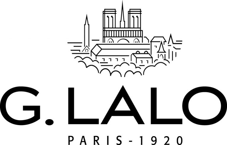 Schwarzes Logo „G. Lalo, Paris 1920" mit Zeichnung von Pariser Wahrzeichen über dem Text.