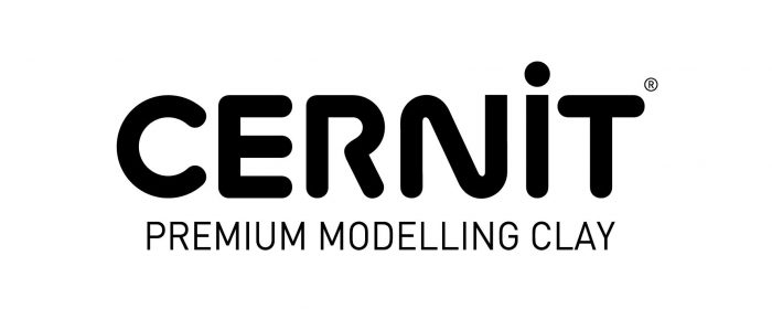 Schwarzes Logo mit Text „Cernit Premium Modelling Clay“, weißer Hintergrund.
